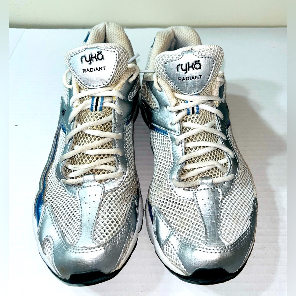 Ryka Radiant Sneakers Women’s 7.5 White Silver Running Shoes‎ Comfort Walking